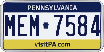 PA license plate MEM7584