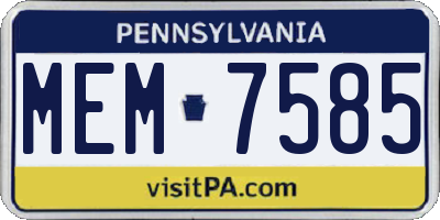 PA license plate MEM7585