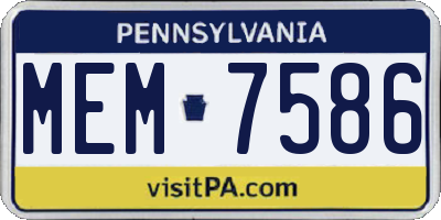 PA license plate MEM7586