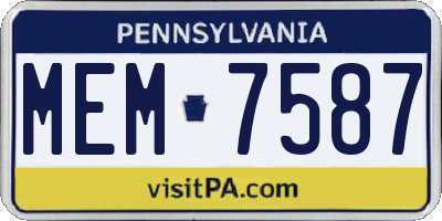 PA license plate MEM7587