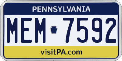 PA license plate MEM7592
