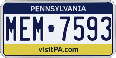 PA license plate MEM7593