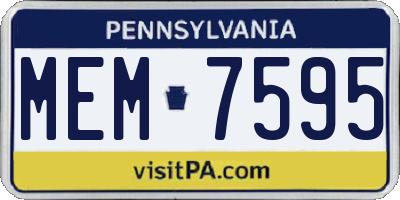 PA license plate MEM7595