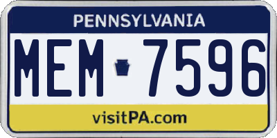 PA license plate MEM7596