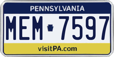 PA license plate MEM7597