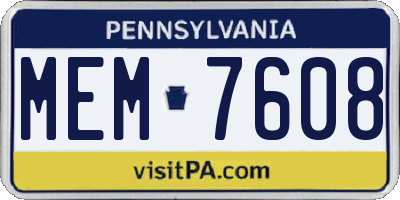 PA license plate MEM7608