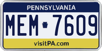 PA license plate MEM7609