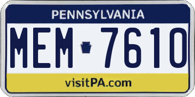PA license plate MEM7610