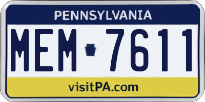 PA license plate MEM7611