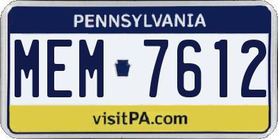 PA license plate MEM7612