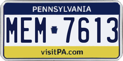 PA license plate MEM7613
