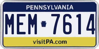 PA license plate MEM7614