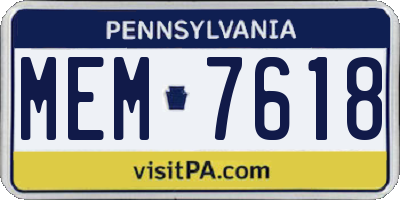 PA license plate MEM7618
