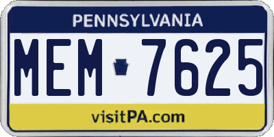 PA license plate MEM7625