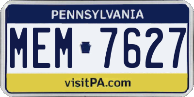PA license plate MEM7627