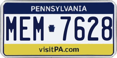 PA license plate MEM7628