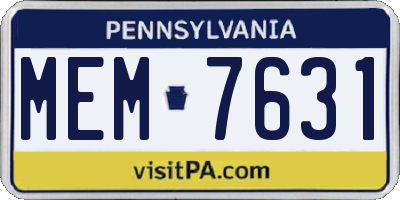 PA license plate MEM7631