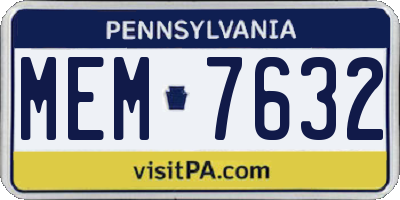PA license plate MEM7632