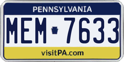 PA license plate MEM7633
