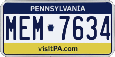 PA license plate MEM7634