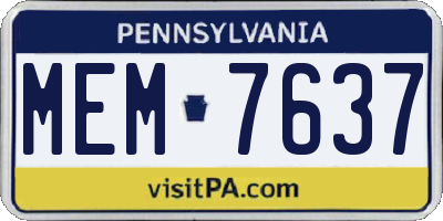 PA license plate MEM7637