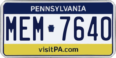 PA license plate MEM7640