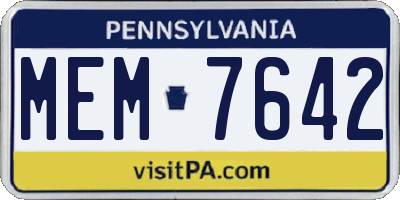 PA license plate MEM7642