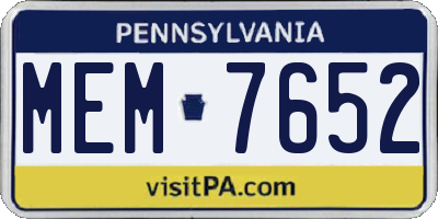 PA license plate MEM7652
