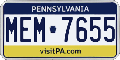 PA license plate MEM7655