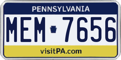 PA license plate MEM7656