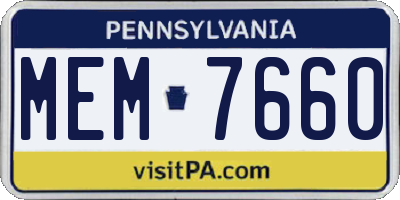 PA license plate MEM7660