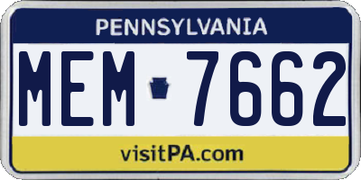 PA license plate MEM7662