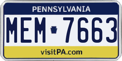 PA license plate MEM7663