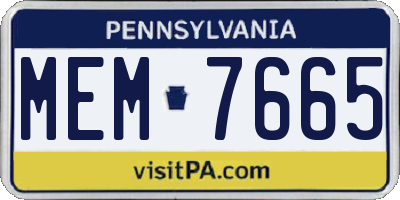 PA license plate MEM7665