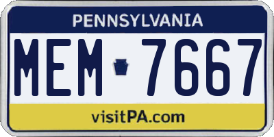 PA license plate MEM7667