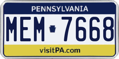 PA license plate MEM7668