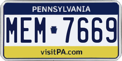 PA license plate MEM7669