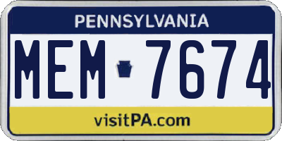 PA license plate MEM7674