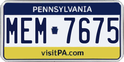 PA license plate MEM7675