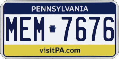 PA license plate MEM7676