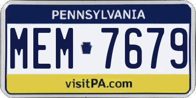 PA license plate MEM7679