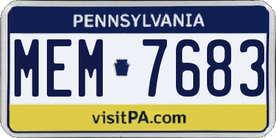 PA license plate MEM7683