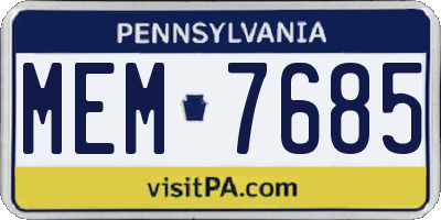 PA license plate MEM7685