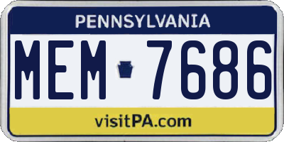 PA license plate MEM7686