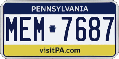 PA license plate MEM7687