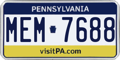 PA license plate MEM7688
