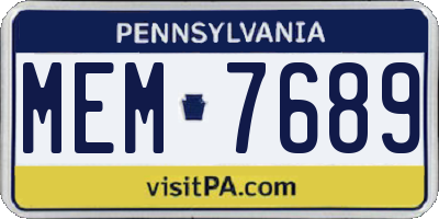 PA license plate MEM7689