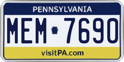 PA license plate MEM7690