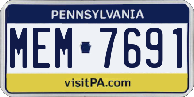 PA license plate MEM7691
