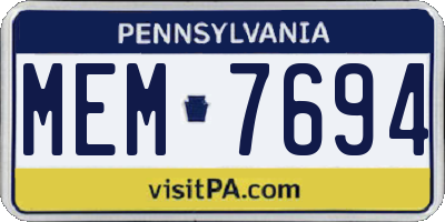 PA license plate MEM7694